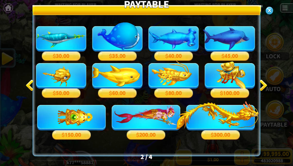 Golden Dragon Fishing - Paytable 2 - Phbet1