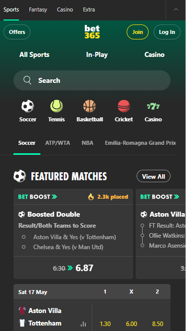 Bet365 Casino - Homepage - phbet1
