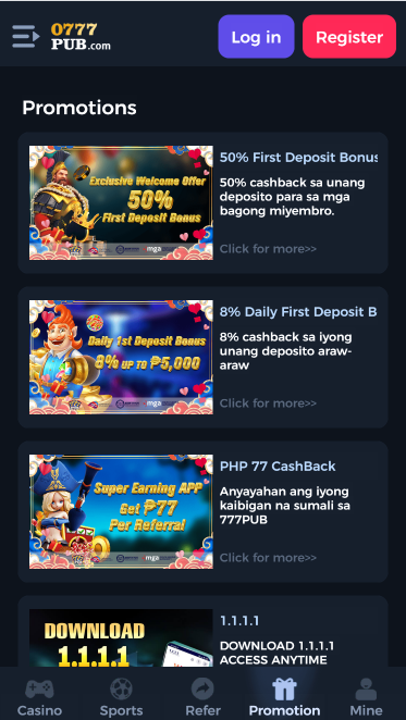 777Pub Online Casino - Promotion - phbet1