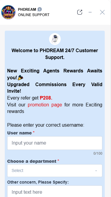 Phdream Online Casino - CustomerSupport - phbet1